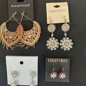 Lot of earrings with Forever 21 Gold-Tone Blue Crystal Cluster Drop Earrings